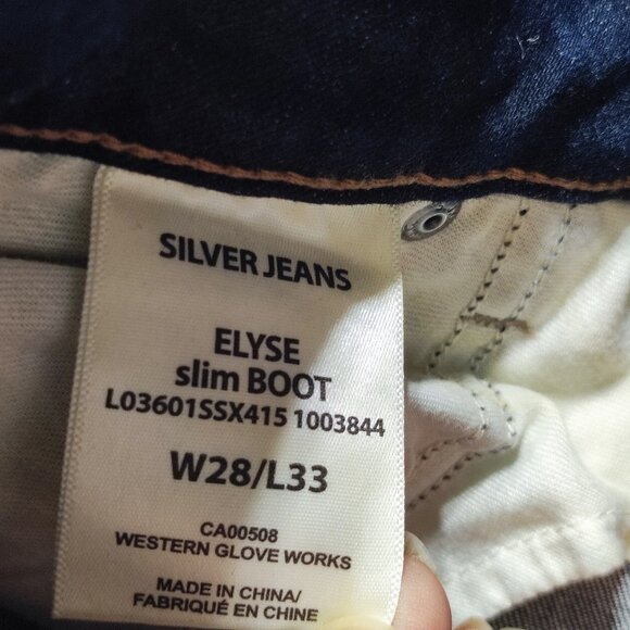 Silver Jeans women's sz W28 (30)/L33 ink blue colour Elyse slim Boot distressed - Picture 6 of 14